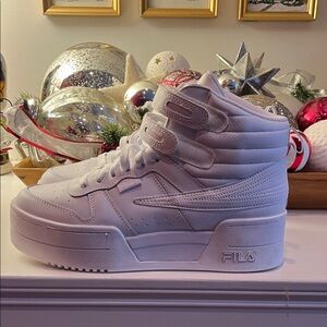 Fila White High-Top Platform Sneakers